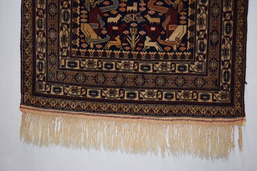 Mauri pictorial 'war' rug, Afghanistan, circa 1980s, 4ft. 11in. x 3ft. 2in. 1.50m. x 0.97m. Blue - Image 5 of 6