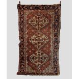 Three south west Persian rugs, Shiraz region; all circa 1920s-30s, the first, 8ft. 9in. x 5ft.