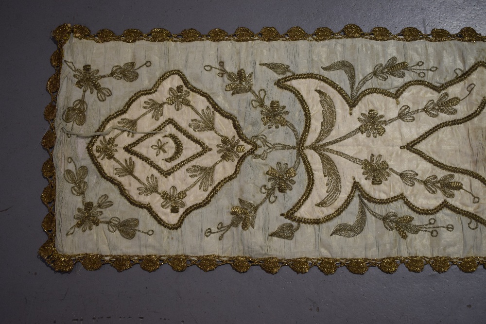 Two Ottoman satin panels, Turkey, early 20th century,. Each embroidered in gold and silver - Image 2 of 8
