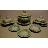 An early Victorian Copeland and Garret late Spode New Stone China dinner service, the pale sea green