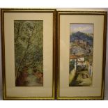 S H Shakerley 1893 and 1897. A pair of signed watercolours, a stream in a woodland glade and an