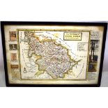 An Eighteenth century map of the West Riding of Yorkshire, by H.Moli (geographer) one side with