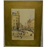 E J Lauder RSW. A late Victorian signed watercolour of Piccadilly circus, 13in (33cm) x 9in (23cm)