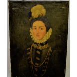 Italian School. An oil painting portrait of an early Seventeenth century lady wearing a ruff, a