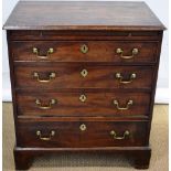 A small mid eighteenth century mahogany chest, with a brushing slide, the four long drawers oak