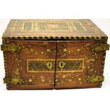 An early eighteenth century Indo-Portuguese Goan table cabinet, with bone marquetry inlaid