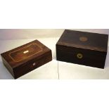 An early Victorian Maccaser ebony veneered rectangular writing box, with a fitted interior, a