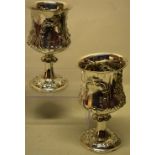 A pair of large Victorian silver prize goblets, presented by two patrons of the Overton (