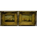 After Van Der Weldt. A pair of Dutch shipping pictures, oil on wood panel, in the late seventeenth