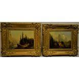 F Sommer. A pair of nineteenth century signed oil paintings, laid on board, woman and child