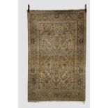 Kashan rug with ivory silk field, west Persia, circa 1950s, 6ft. 8in. X 4ft. 4in. 2.03m. X 1.32m.