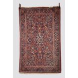 Kashan rug, west Persia, circa 1940s-50s, 6ft. 9in. X 4ft. 3in. 2.05m. X 1.30m. Slight loss to top
