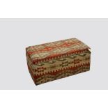 Heavy oak Ottoman upholstered with an Anatolian kelim, mid-20th century, 3ft. X 1ft. 6in. X 1ft.