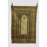 Kayserie silk prayer rug, north central Anatolia, late 19th century, 5ft. 2in. X 3ft. 7in. 1.58m.