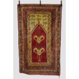 Anatolian prayer rug, Kirsehir area, central Anatolia, circa 1920s-30s, 7ft. 7in. X 4ft. 8in. 2.31m.