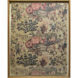 English chintz panel, circa 1820s, 31in. X 24in. 79cm. X 61cm. depicting overblown flowers around