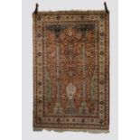 Kashmiri prayer rug, north India, mid-20th century, 6ft. 3in. x 4ft. 1in. 1.91m. X 1.25m. Slight