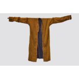 Turkmen gold and black striped silk robe, first half 20th century, 29in. 74cm. Underarm; 50in.