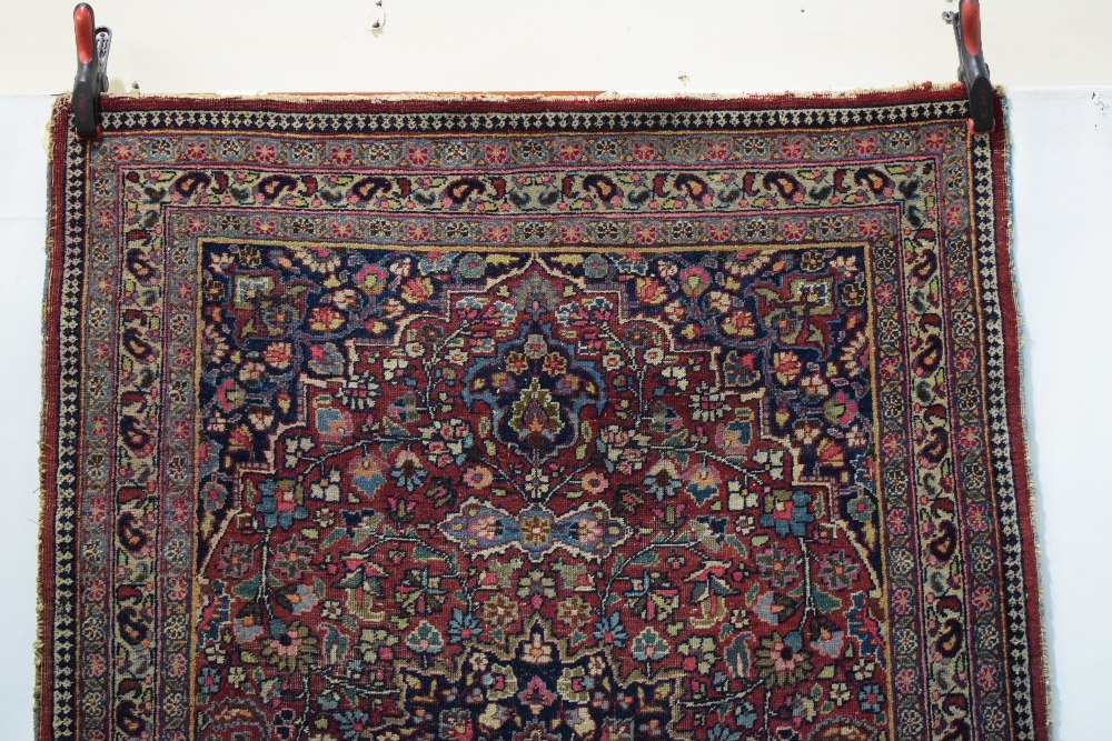 Kashan rug, west Persia, circa 1920s-30s, 5ft. 10in. X 3ft. 11in. 1.78m. X 1.20m. Overall wear - Image 2 of 6