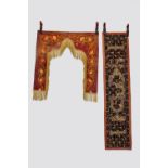 Ottoman red velvet door surround, late 19th/early 20th century, 33in. Wide x 33in. Drop (max.) 84cm.