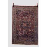 Kashan rug, west Persia, circa 1920s-30s, 5ft. 10in. X 3ft. 11in. 1.78m. X 1.20m. Overall wear