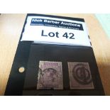 Stamps : GB 1883/84 SG178 QV 2/6d and 1902-13 SG26