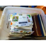 Stamps : Box of albums, stockbooks, FDC's, themati