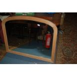 A good quality curved topped Pine Overmantle Mirror