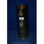 A Trench Art Shell Case with Royal Engineers badges