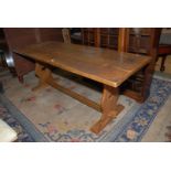 An Oak Farmhouse refectory table, with stretcher,