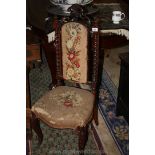 A Victorian Rosewood bedroom Chair for restoration, the carved top rail a/f,