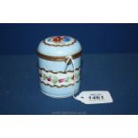 A small Limoges lidded Pot with hand painted decoration, signed O.