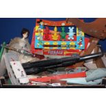 A quantity of old Toys including a Walt Disney family shooting gallery, old Herald jigsaw,