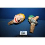 Two Papier Mache bottle Pourers