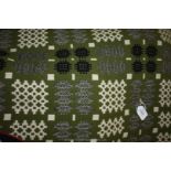 A green and black double Welsh Wool Blanket