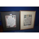 A Thomas Moule framed and mounted Map of Warwickshire and a framed and mounted Print of an 1887 map
