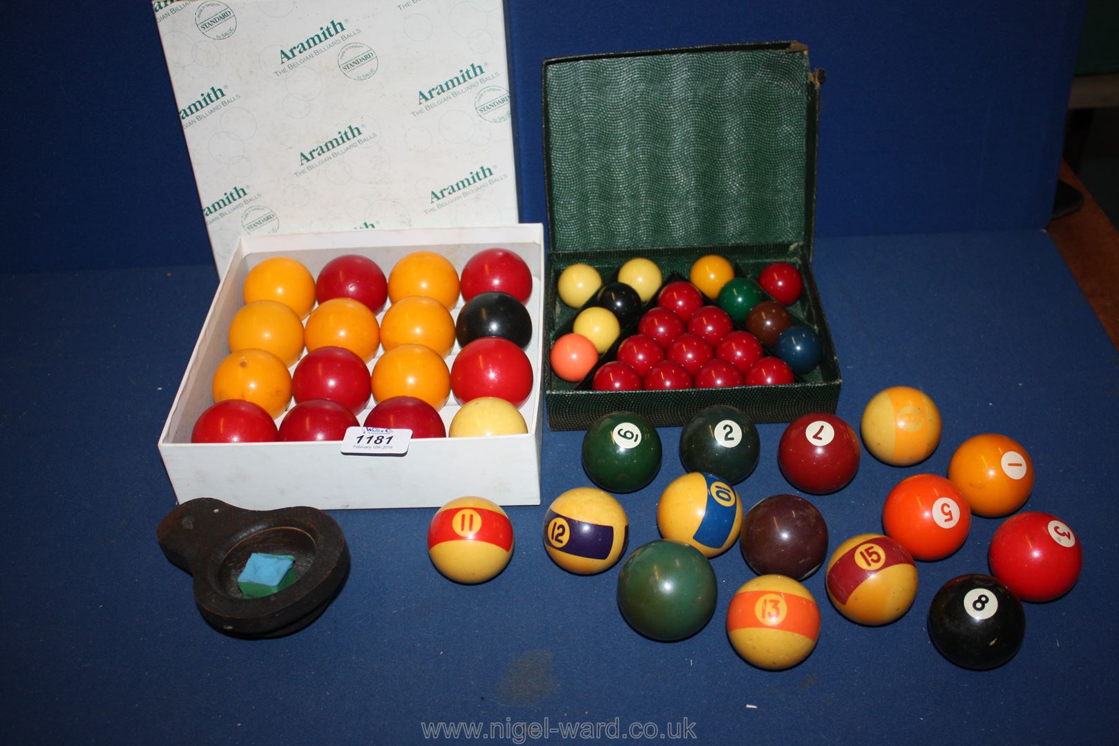 A quantity of Billiard Balls and a boxed set of small snooker balls