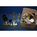 A quantity of glass Door Knobs and other miscellaneous door knobs