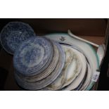 A large quantity of Plates including Wedgwood meat plate, two large vegetable dishes, soup ladle,