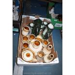 A box of pottery including Newlyn Celtic pottery Teaset including teapot, six cups,