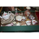 A quantity of china including Grosvenor, Carltonware, oriental vase and bucket, Foley jug, etc.