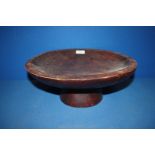 A large wooden hand-made Fruit Dish, 6'' tall x 15 1/4'' diameter.