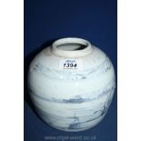 A Collectable Unearthed Blue & White Glaze Stoneware Chinese Ginger Jar Dating from Around the Late