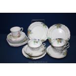 A quantity of Shelley tea ware including four complete trios.