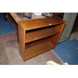 An Oak open Bookcase with three shelves. 35 1/2" wide x 32" high x 10 3/4" deep.