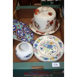 A quantity of china including three Masons plates, Arthur Wood ginger Jar,