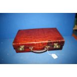 A traditional style vintage Crocodile skin Attaché Case, circa 1920's, 16'' x 10'' x 4'',