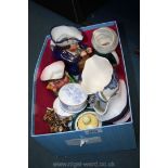 A quantity of lidded pots, sauce boats, Wade fish, three Toby jugs,