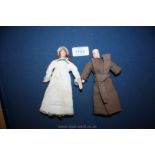 Two old miniature Papier Mache dolls,
