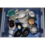 A box of assorted jugs including Wedgwood,